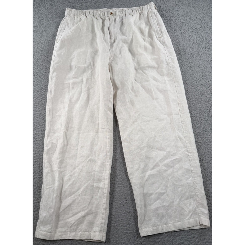 Tommy Bahama Relax Linen Pants Mens Large White Beach Coast Resort Trouser
